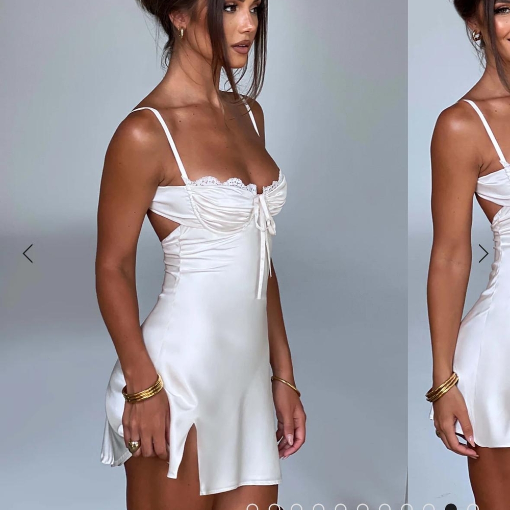 Elegant White Satin Dress
